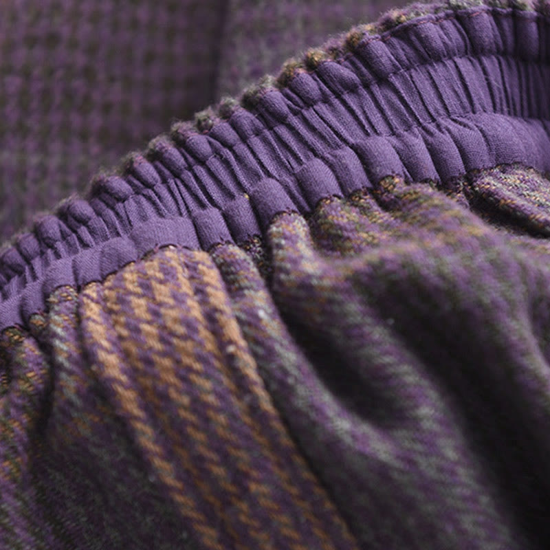 Gonna invernale da donna in cotone termico con motivo scozzese Buddha Stones, lunghezza 7-8, con tasche - image 8