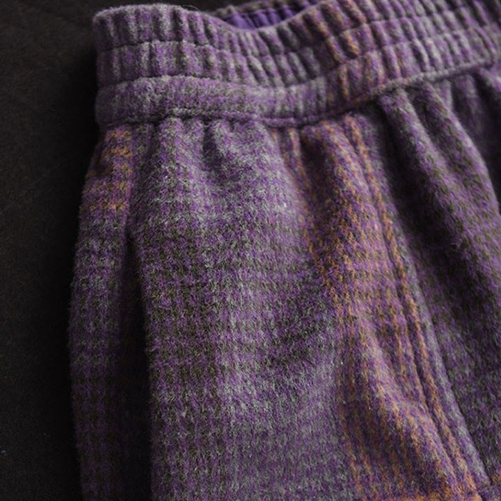 Gonna invernale da donna in cotone termico con motivo scozzese Buddha Stones, lunghezza 7-8, con tasche - image 5