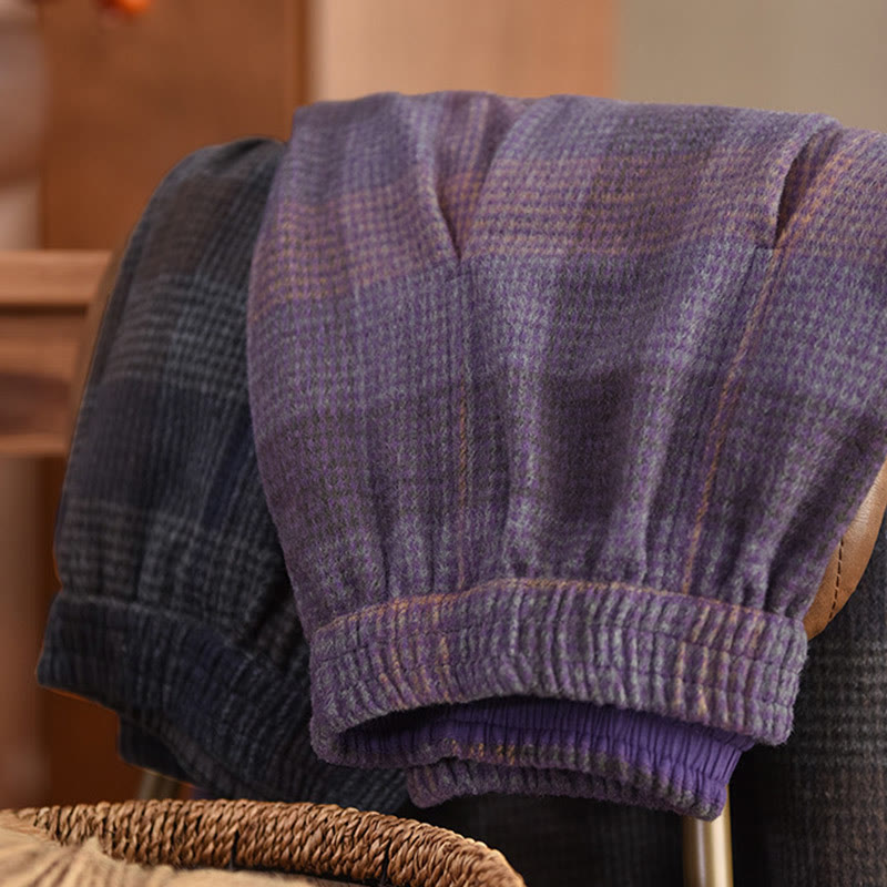 Gonna invernale da donna in cotone termico con motivo scozzese Buddha Stones, lunghezza 7-8, con tasche - image 4