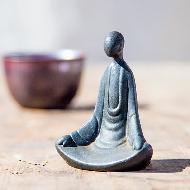 Statua Buddha Stones fatta a mano, Buddha seduto senza forma, in polvere di ferro, in resina fusa, decorazione - image 2