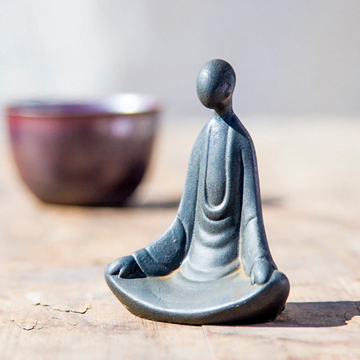 Statua Buddha Stones fatta a mano, Buddha seduto senza forma, in polvere di ferro, in resina fusa, decorazione - image 2