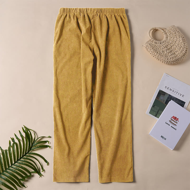 Pantaloni da donna in velluto a coste color puro Buddha Stones con tasche - image 20