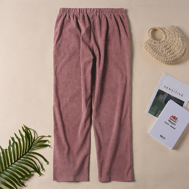 Pantaloni da donna in velluto a coste color puro Buddha Stones con tasche - image 18