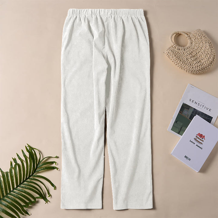 Pantaloni da donna in velluto a coste color puro Buddha Stones con tasche - image 11