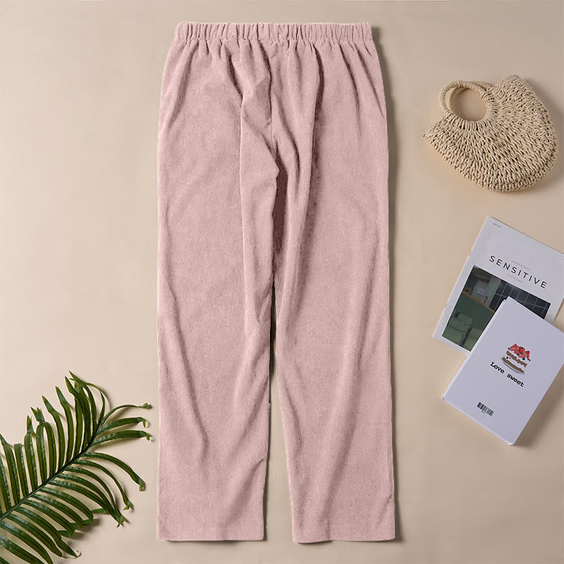 Pantaloni da donna in velluto a coste color puro Buddha Stones con tasche - image 26