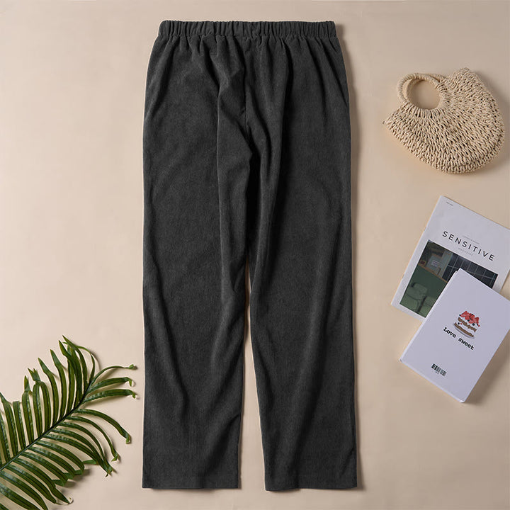 Pantaloni da donna in velluto a coste color puro Buddha Stones con tasche - image 14