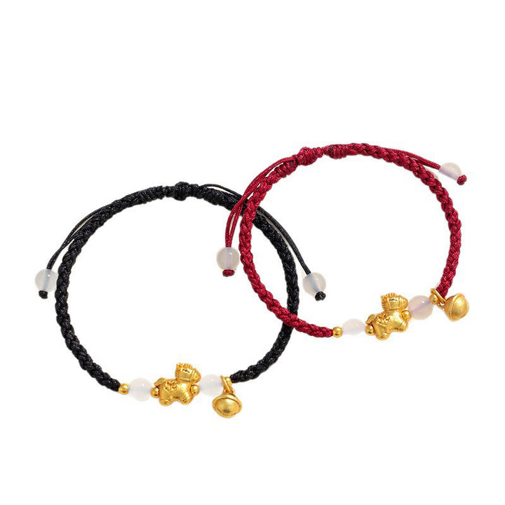 Bracciale intrecciato con agata bianca e filo rosso dell'anno del cavallo di Buddha Stones - image 14