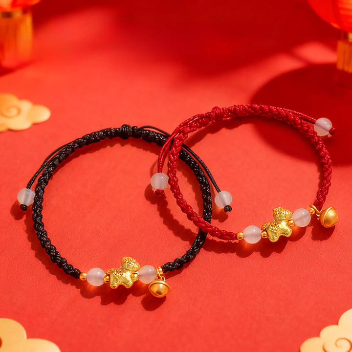 Bracciale intrecciato con agata bianca e filo rosso dell'anno del cavallo di Buddha Stones - image 13