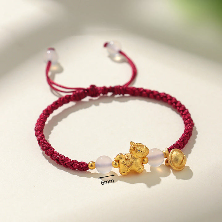 Bracciale intrecciato con agata bianca e filo rosso dell'anno del cavallo di Buddha Stones - image 2