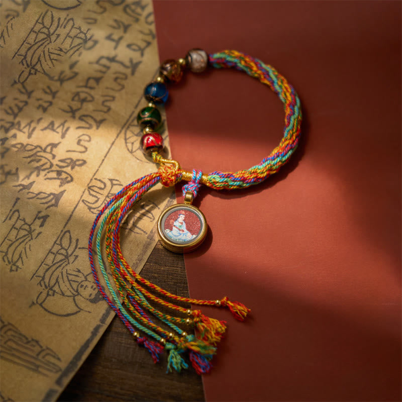 Braccialetto di corda di benedizione Buddha Stones, Thangka, zodiaco cinese, Buddha natale, cinabro - image 3