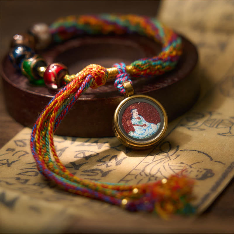 Braccialetto di corda di benedizione Buddha Stones, Thangka, zodiaco cinese, Buddha natale, cinabro - image 1