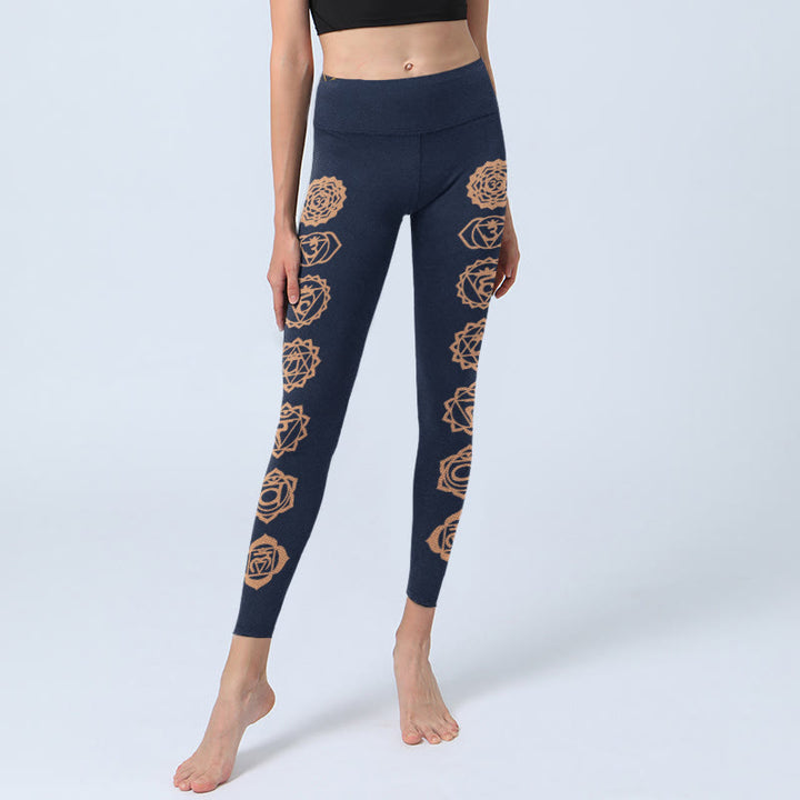 Buddha Stones Leggings da palestra con motivo chakra, pantaloni da yoga da donna - image 5
