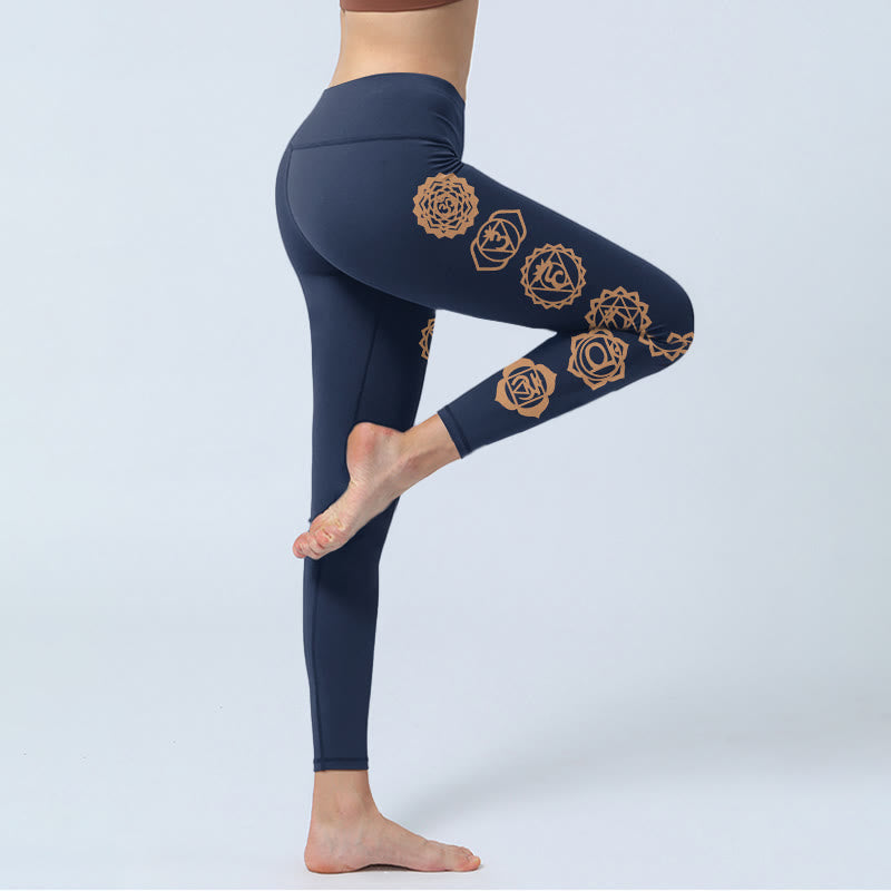 Buddha Stones Leggings da palestra con motivo chakra, pantaloni da yoga da donna - image 3