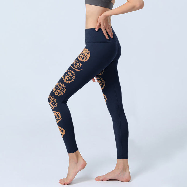 Buddha Stones Leggings da palestra con motivo chakra, pantaloni da yoga da donna - image 2