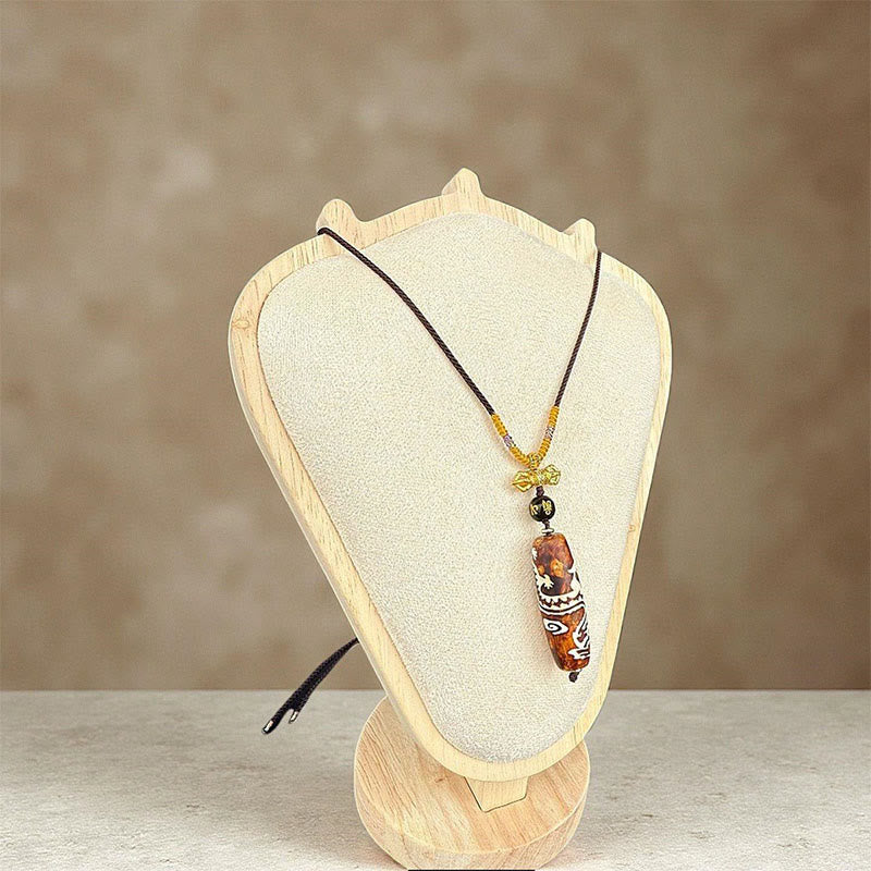 Collana con ciondolo di protezione Dzi a nove occhi con motivo a drago in agata tibetana Buddha Stones - Agata - image 0