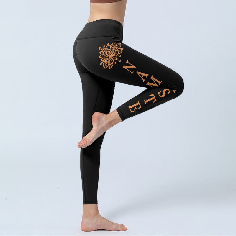 Buddha Stones Leggings da palestra Namaste Lotus Shape da donna, pantaloni da yoga - image 3