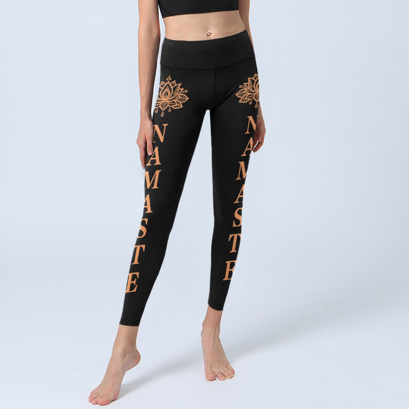 Buddha Stones Leggings da palestra Namaste Lotus Shape da donna, pantaloni da yoga - image 5
