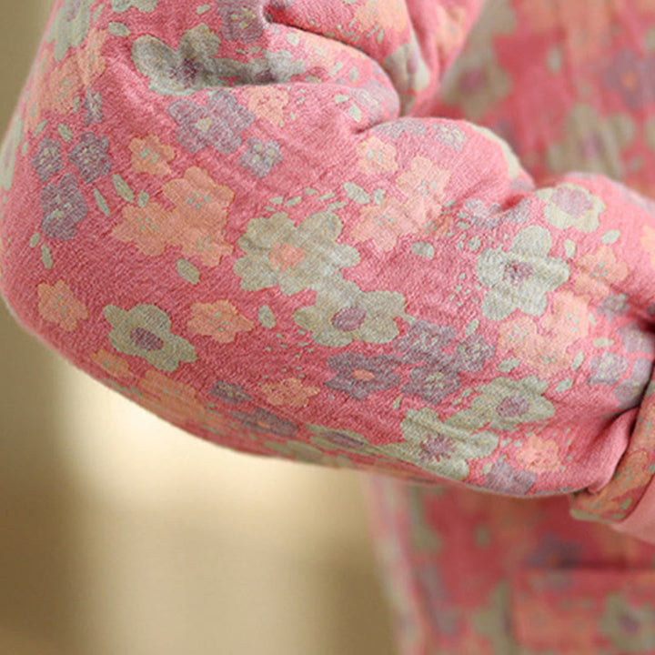 Giacca invernale da donna Buddha Stones in cotone spesso con motivo floreale e maniche lunghe, con tasche - image 14