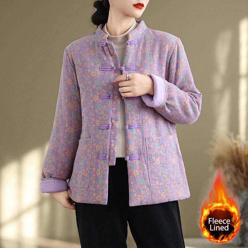 Giacca invernale da donna Buddha Stones in cotone spesso con motivo floreale e maniche lunghe, con tasche - Orchidea - US8-10, UK/AU12-14, EU40-42 (2XL) - image 17