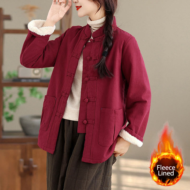 Giacca termica da donna a maniche lunghe con tasche, imbottita in cotone, con bottoni, modello Buddha Stones - Rosso scuro - US14, UK/AU18, EU46 (2XL) - image 0