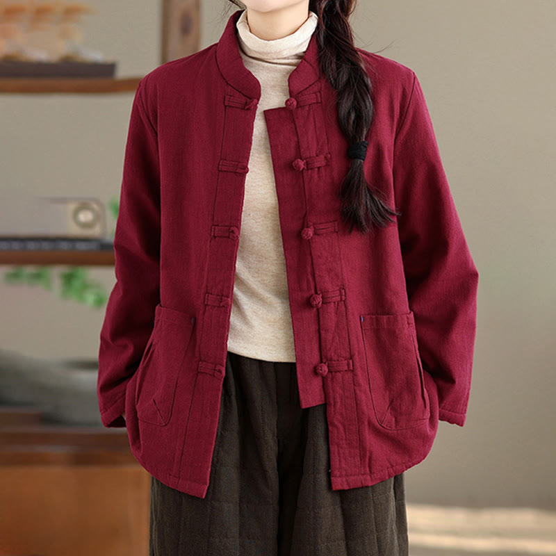 Giacca termica da donna a maniche lunghe con tasche, imbottita in cotone, con bottoni, modello Buddha Stones - image 1