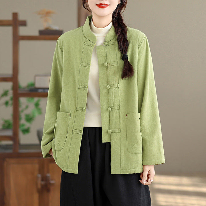 Giacca termica da donna a maniche lunghe con tasche, imbottita in cotone, con bottoni, modello Buddha Stones - image 16