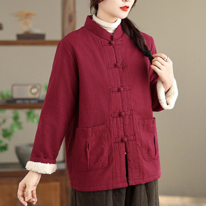 Giacca termica da donna a maniche lunghe con tasche, imbottita in cotone, con bottoni, modello Buddha Stones - image 6