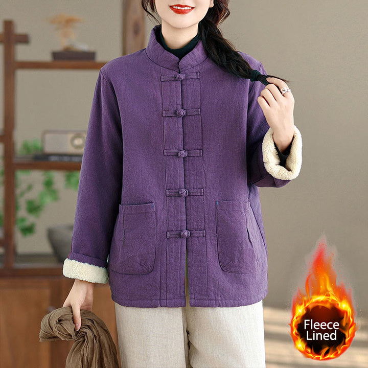 Giacca termica da donna a maniche lunghe con tasche, imbottita in cotone, con bottoni, modello Buddha Stones - Viola scuro - US14, UK/AU18, EU46 (2XL) - image 8