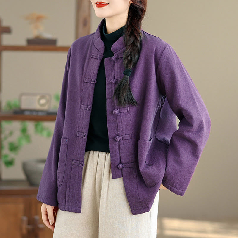 Giacca termica da donna a maniche lunghe con tasche, imbottita in cotone, con bottoni, modello Buddha Stones - image 9