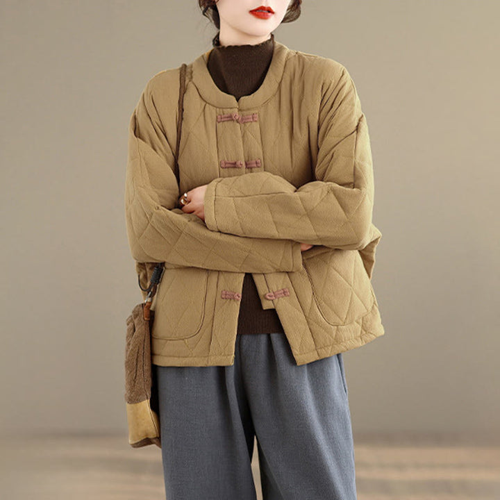 Giacca da donna Buddha Stones Tai Chi Zen a maniche lunghe, imbottita in cotone, con tasche - image 8