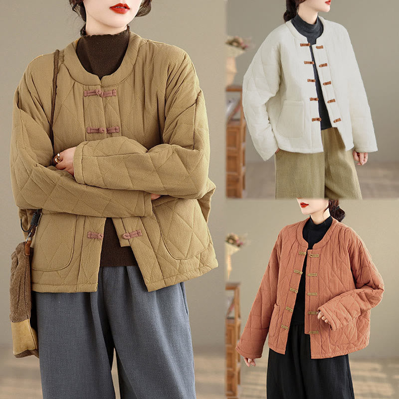 Giacca da donna Buddha Stones Tai Chi Zen a maniche lunghe, imbottita in cotone, con tasche - image 24