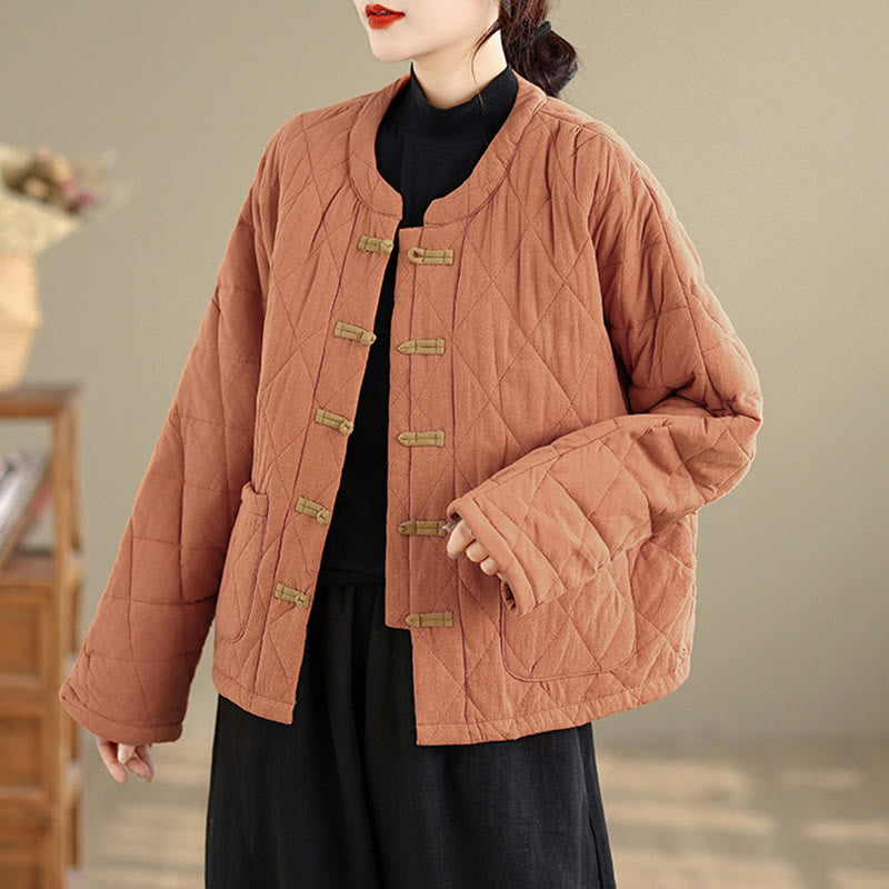 Giacca da donna Buddha Stones Tai Chi Zen a maniche lunghe, imbottita in cotone, con tasche - image 1