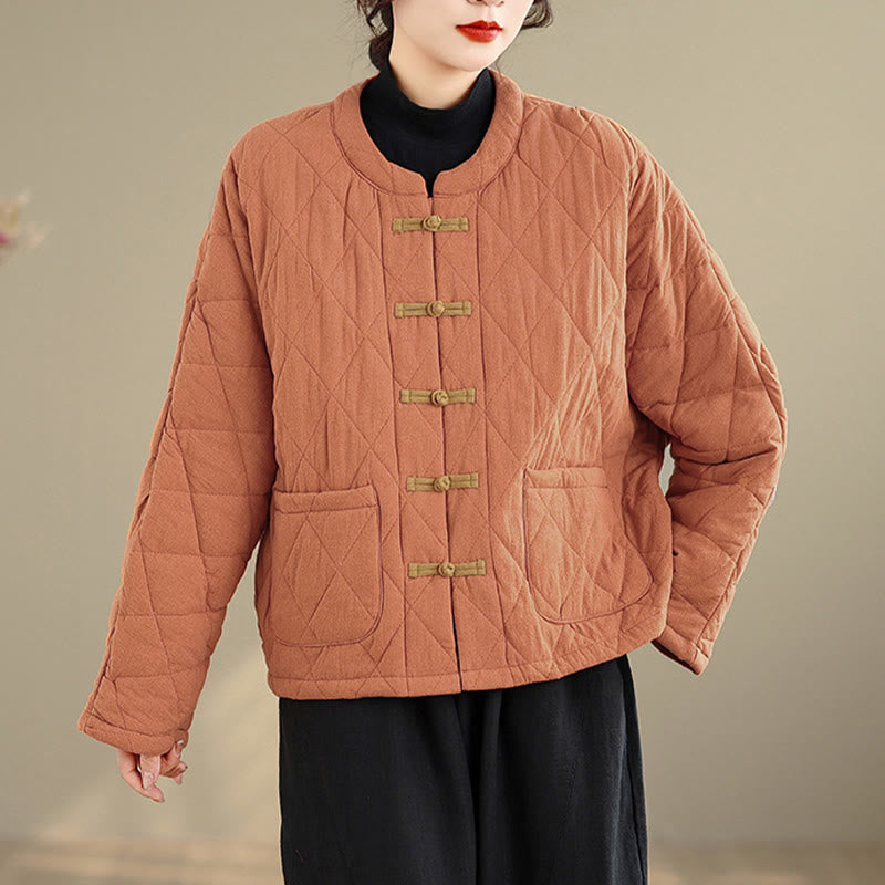 Giacca da donna Buddha Stones Tai Chi Zen a maniche lunghe, imbottita in cotone, con tasche - image 4