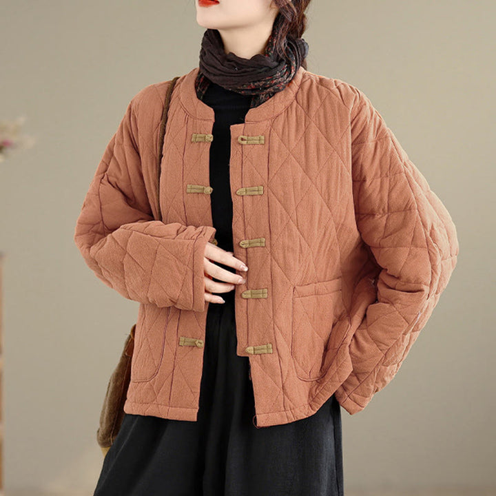 Giacca da donna Buddha Stones Tai Chi Zen a maniche lunghe, imbottita in cotone, con tasche - image 5