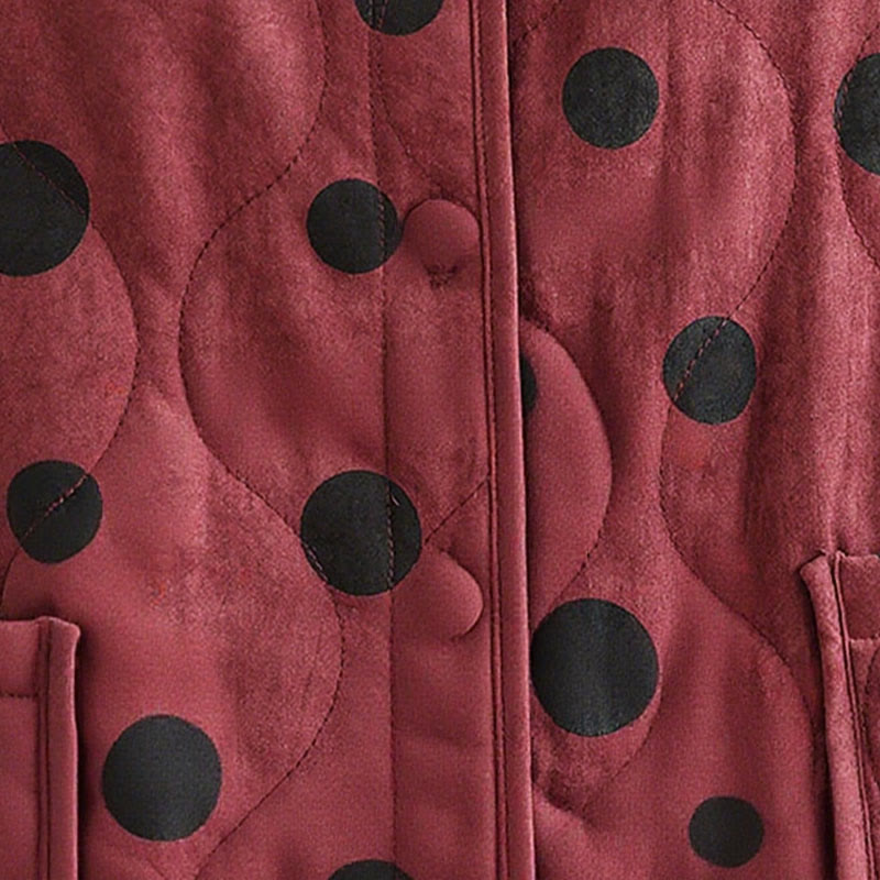 Giacca termica in cotone a maniche lunghe con tasche e motivo a pois, modello reversibile da donna Buddha Stones - image 12