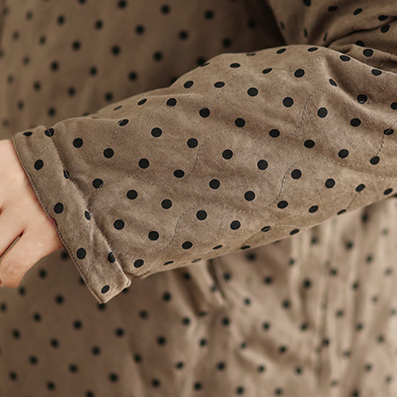 Giacca termica in cotone a maniche lunghe con tasche e motivo a pois, modello reversibile da donna Buddha Stones - image 10