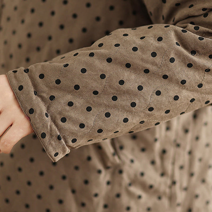 Giacca termica in cotone a maniche lunghe con tasche e motivo a pois, modello reversibile da donna Buddha Stones - image 10