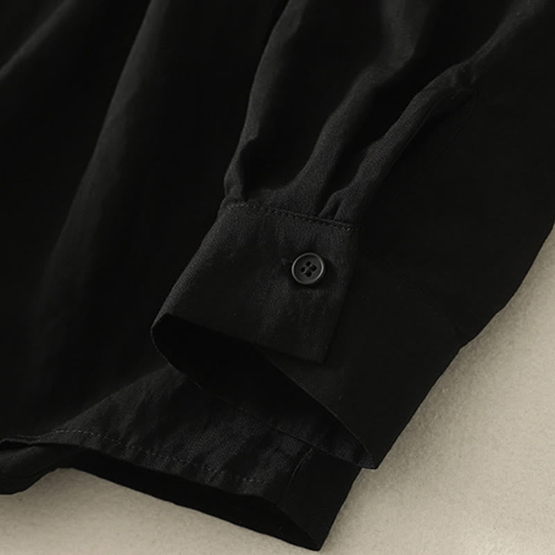 Camicia da donna in cotone a maniche lunghe con colletto rialzato, bottoni cinesi e design semplice, motivo Buddha Stones Fall - image 14