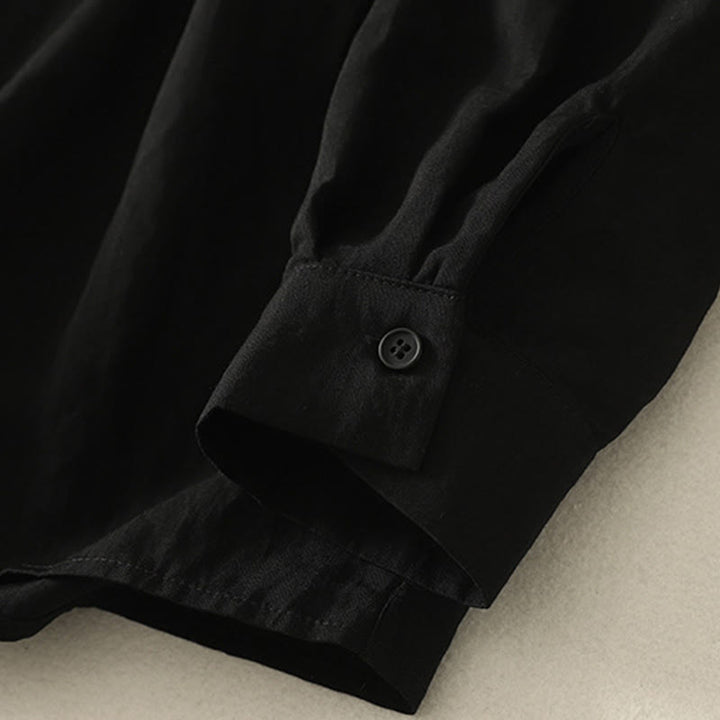 Camicia da donna in cotone a maniche lunghe con colletto rialzato, bottoni cinesi e design semplice, motivo Buddha Stones Fall - image 14