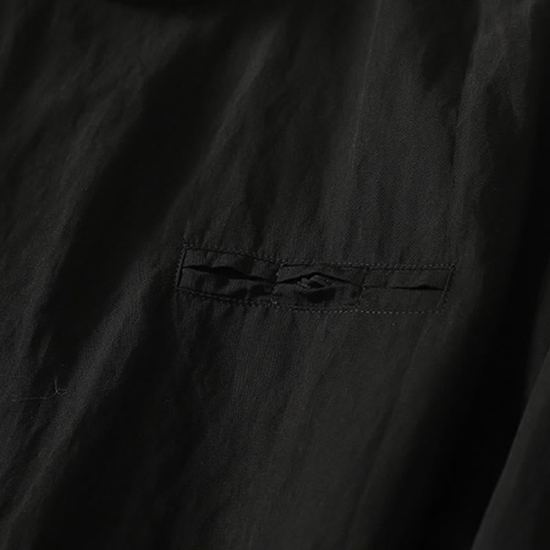 Camicia da donna in cotone a maniche lunghe con colletto rialzato, bottoni cinesi e design semplice, motivo Buddha Stones Fall - image 13