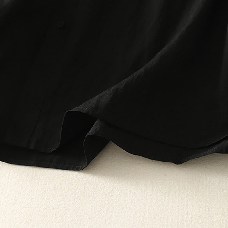 Camicia da donna in cotone a maniche lunghe con colletto rialzato, bottoni cinesi e design semplice, motivo Buddha Stones Fall - image 15