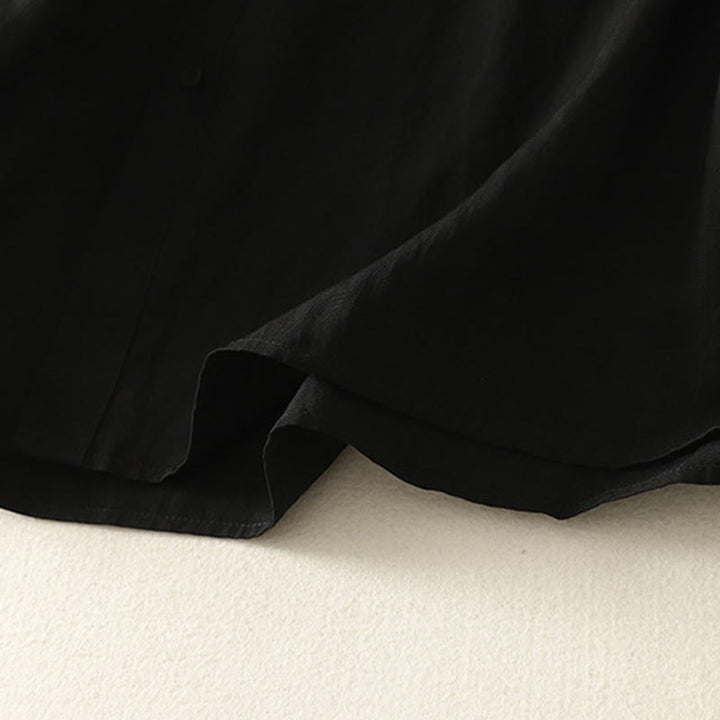 Camicia da donna in cotone a maniche lunghe con colletto rialzato, bottoni cinesi e design semplice, motivo Buddha Stones Fall - image 15