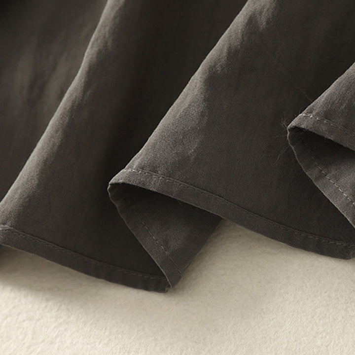 Camicia da donna in cotone a maniche lunghe con colletto rialzato, bottoni cinesi e design semplice, motivo Buddha Stones Fall - image 10