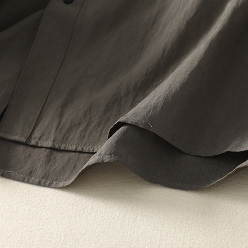 Camicia da donna in cotone a maniche lunghe con colletto rialzato, bottoni cinesi e design semplice, motivo Buddha Stones Fall - image 9