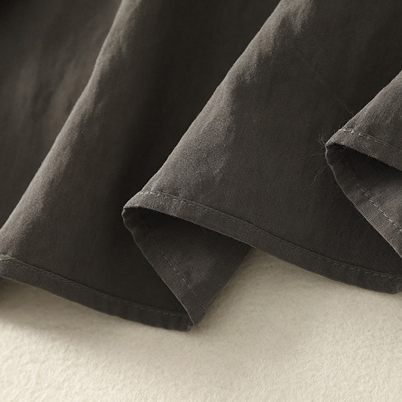 Camicia da donna in cotone a maniche lunghe con colletto rialzato, bottoni cinesi e design semplice, motivo Buddha Stones Fall - image 10