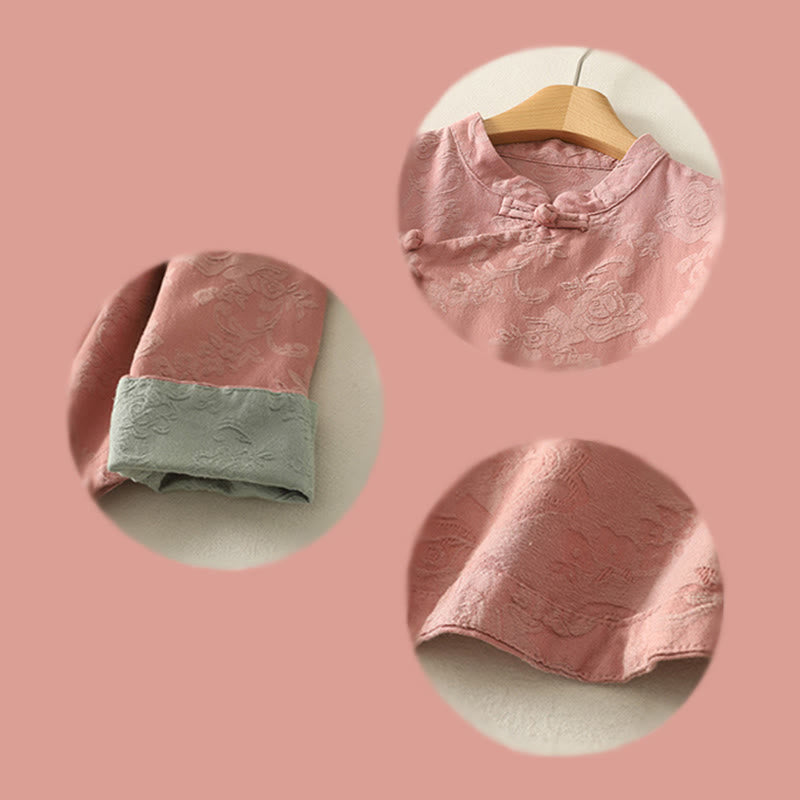 Camicia da donna in cotone a maniche lunghe Zen con motivo jacquard semplice primaverile Buddha Stones - image 20