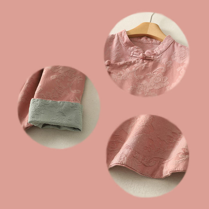 Camicia da donna in cotone a maniche lunghe Zen con motivo jacquard semplice primaverile Buddha Stones - image 20