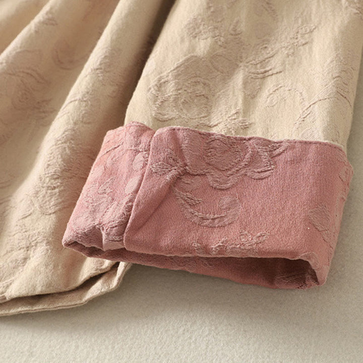 Camicia da donna in cotone a maniche lunghe Zen con motivo jacquard semplice primaverile Buddha Stones - image 8