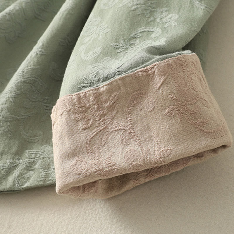 Camicia da donna in cotone a maniche lunghe Zen con motivo jacquard semplice primaverile Buddha Stones - image 3