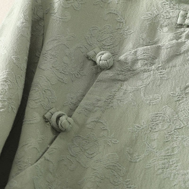 Camicia da donna in cotone a maniche lunghe Zen con motivo jacquard semplice primaverile Buddha Stones - image 2